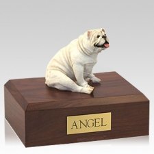 Bulldog White Resting X Large Dog Urn