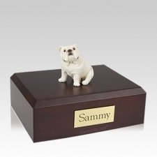 Bulldog White Sitting Large Dog Urn