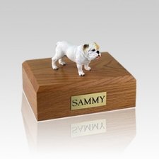 Bulldog White Standing Large Dog Urn