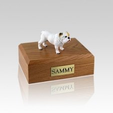 Bulldog White Standing Medium Dog Urn