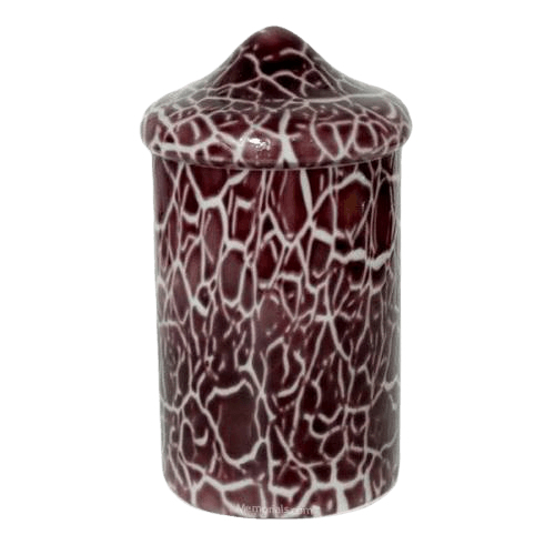 Burgundy Crackle Glass Cremation Urn