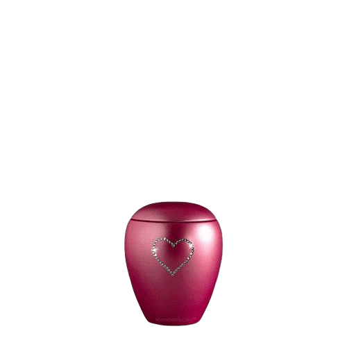 Burgundy Crystal Heart Ceramic Keepsake Urn