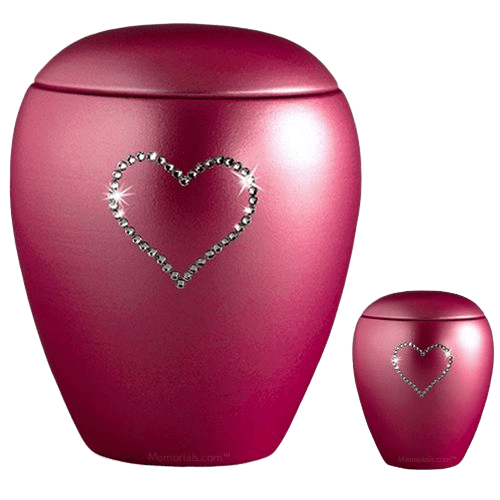 Burgundy Crystal Heart Ceramic Urns
