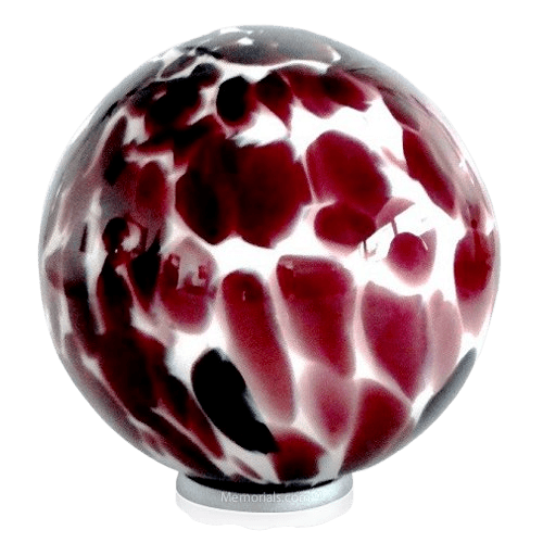 Burgundy Sphere Glass Cremation Urn