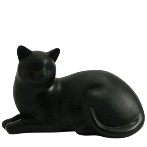 Black Cozy Cat Cremation Urn