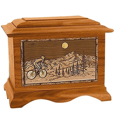 Cycling Mahogany Cremation Urn for Two