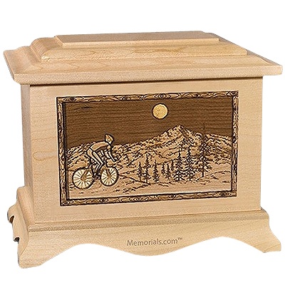 Cycling Maple Cremation Urn for Two