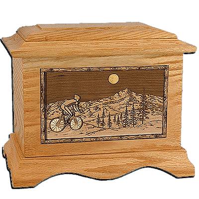 Cycling Oak Cremation Urn for Two