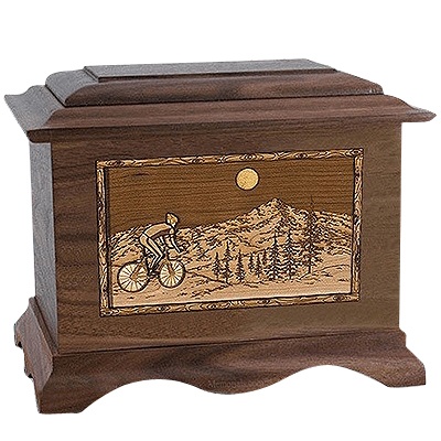 Cycling Walnut Cremation Urn For Two