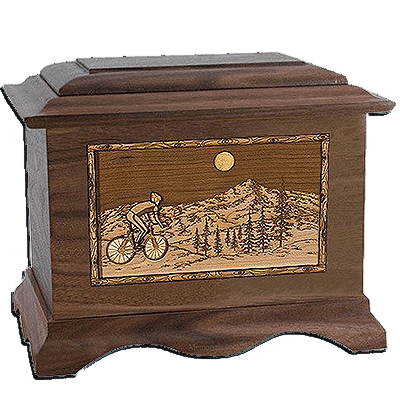 Cycling Walnut Cremation Urn For Two