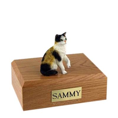 Calico Sitting Large Cat Cremation Urn