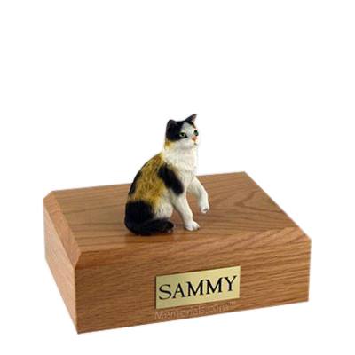Calico Sitting Medium Cat Cremation Urn 
