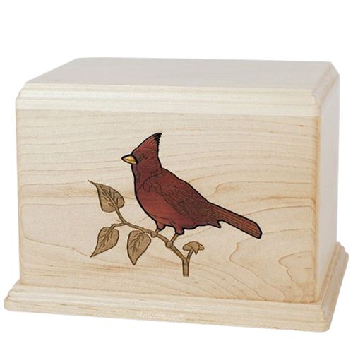 Cardinal Wood Cremation Urn