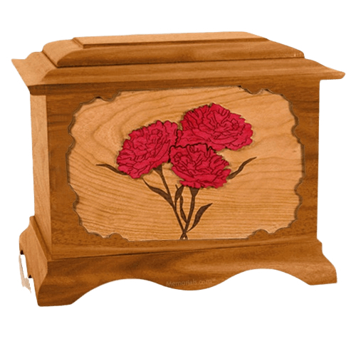 Carnation Mahogany Cremation Urn