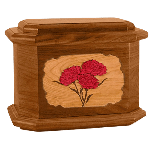 Carnation Mahogany Octagon Cremation Urn