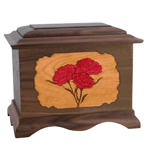 Carnation Walnut Cremation Urn