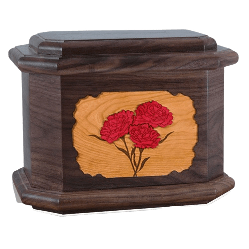 Carnation Walnut Octagon Cremation Urn