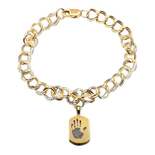 Charm 14k Gold Cremation Print Bracelet