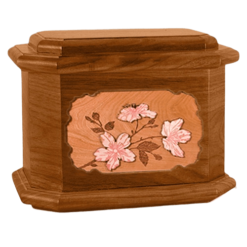Cherry Blossom Mahogany Octagon Cremation Urn