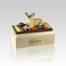 Chihuahua White & Tan Lying Medium Dog Urn