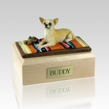 Chihuahua White & Tan Lying Dog Urns