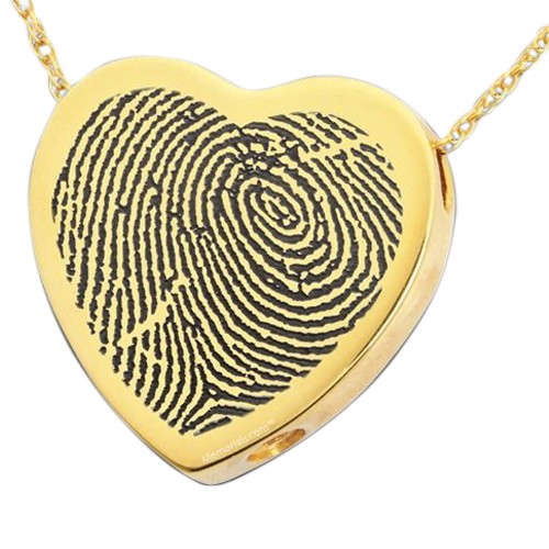 Classic Heart 14k Gold Cremation Print Keepsake