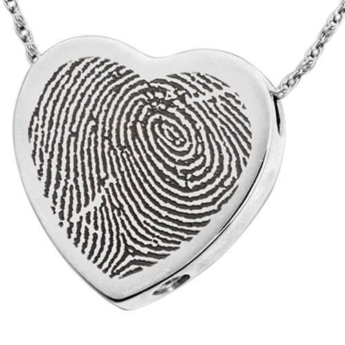 Classic Heart Sterling Cremation Print Keepsake