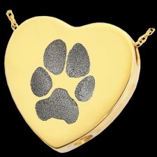 Classic Heart Paw 14k Gold Print Cremation Keepsake