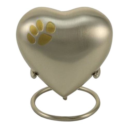 Classic Paw Print Heart Pewter Urn