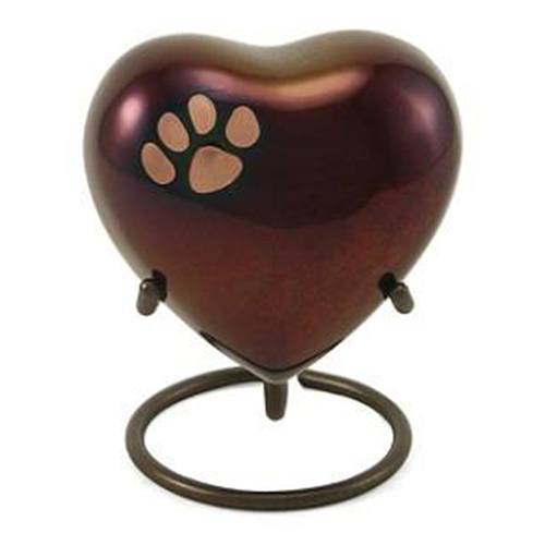 Classic Paw Print Heart Raku Urn