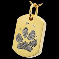 Classic Paw 14k Gold Tag Print Cremation Keepsake