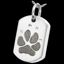 Classic Paw 14k White Gold Tag Print Cremation Keepsake