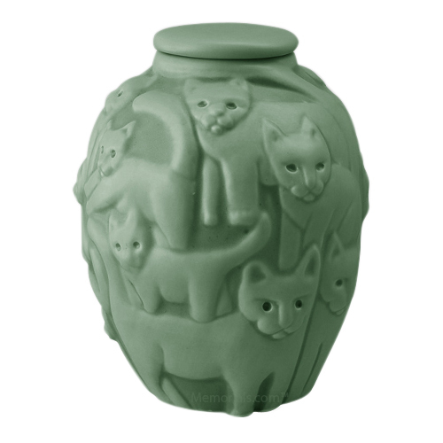 Clever Cat Apple Green Cremation Urn