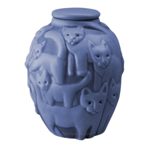 Clever Cat Periwinkle Cremation Urn