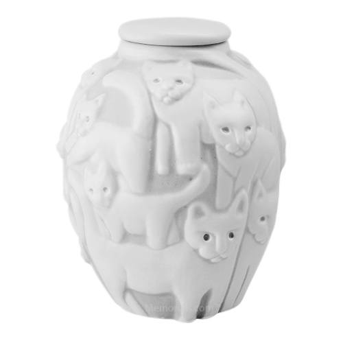 Clever Cat White Cremation Urn