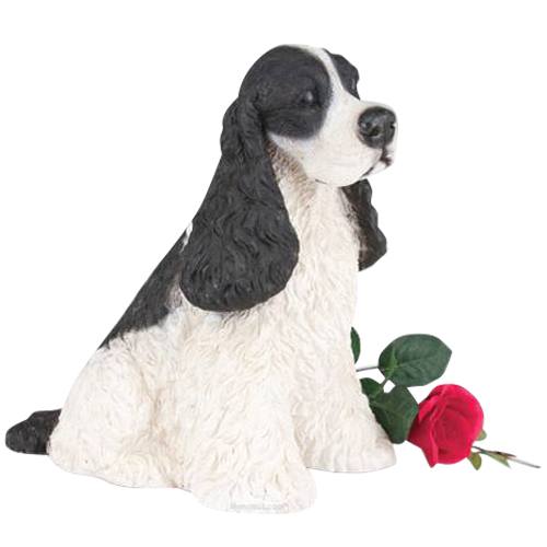 Black & White Cocker Spaniel Cremation Urn