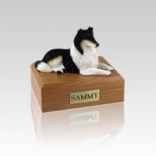 Collie Tri-Color Lying Small Dog Urn