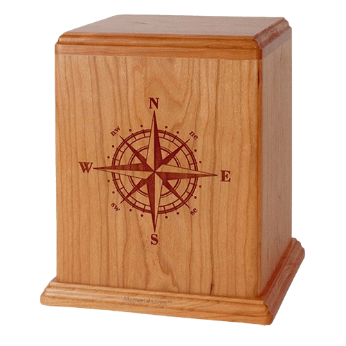 Compass Cherry Wood Cremation Urn