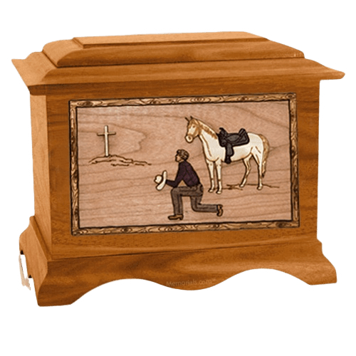 Cowboy Mahogany Cremation Urn