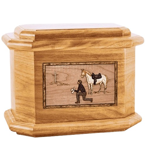 Cowboy Oak Octagon Cremation Urn