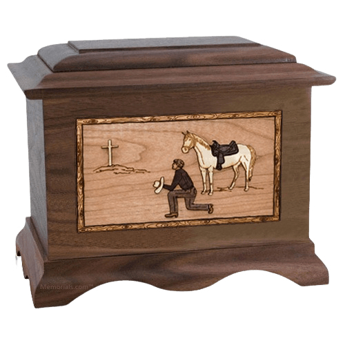 Cowboy Walnut Cremation Urn