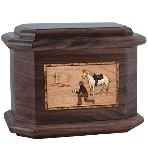 Cowboy Walnut Octagon Cremation Urn