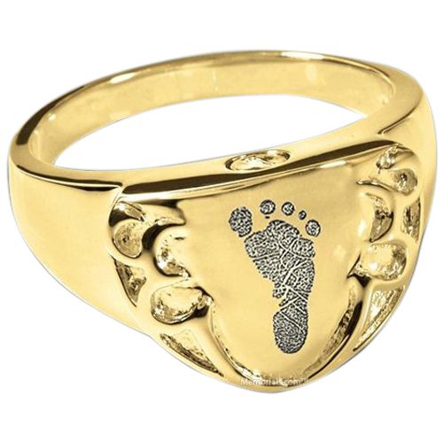 Crest 14k Gold Cremation Print Ring