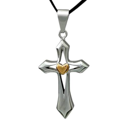 Cross Heart Cremation Pendant