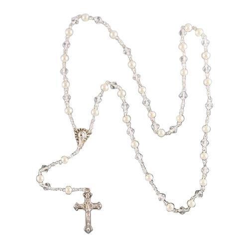 White Pearl Colored Glass Rosary Chain | Bead Chain – EDG Beads and Gems