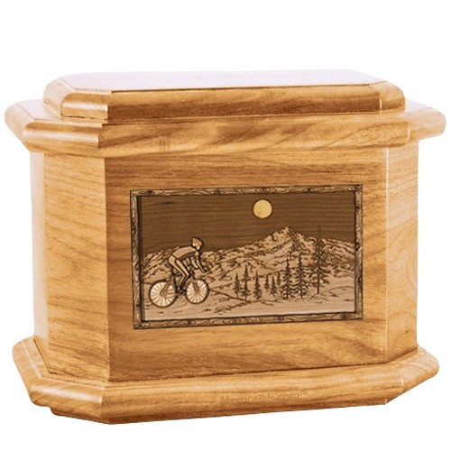 Cycling Oak Octagon Cremation Urn