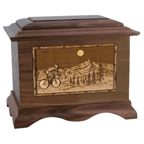 Cycling Walnut Cremation Urn