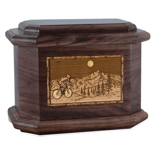 Cycling Walnut Octagon Cremation Urn