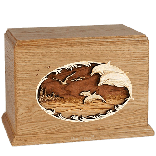 Dolphin Oak Companion Urn