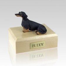 Dachshund Black Sitting Large Dog Urn